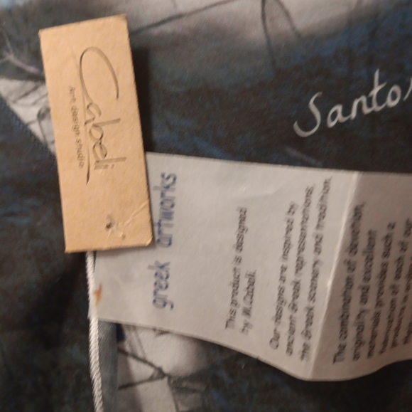 GORGEOUS NEW WITH TAG Cabeli Greek Artworks 12"x50" SANTORINI Souvenir  Scarf. - Picture 1 of 5